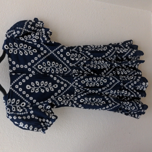 Navy Blue Embroidered Dress - Picture 3 of 3